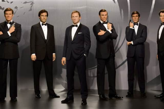 Waxworks of all James Bond actors, from left Roger Moore, Timothy Dalton, Daniel Craig, Sean Connery, George Lazenby and Pierce Brosnan. Picture: PA