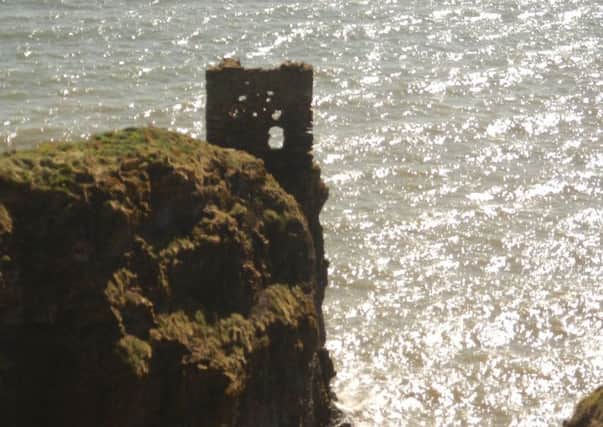 Ruin of Kaim of Mathers castle at St Cyrus, home of cannibal laird David Barclay