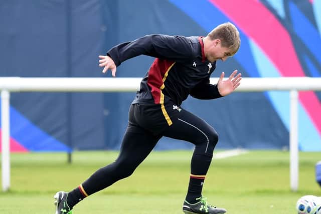Tyler Morgan trains in London ahead of the biggest game of his career so far against South Africa today. Picture: PA