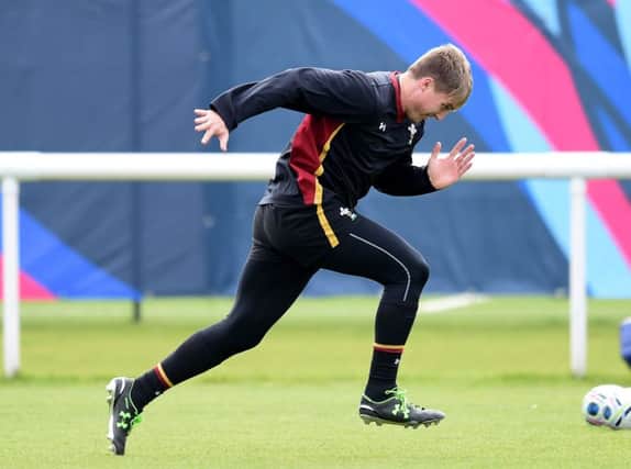 Tyler Morgan trains in London ahead of the biggest game of his career so far against South Africa today. Picture: PA