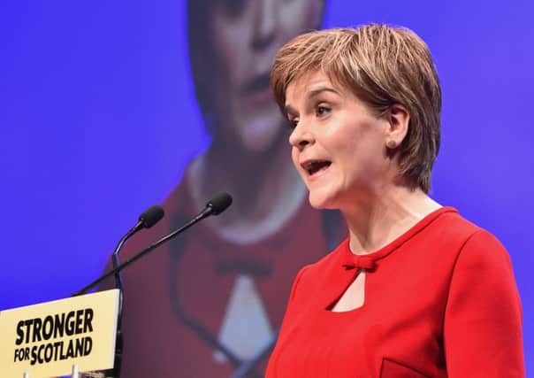 First Minister  Nicola Sturgeon gives her keynote speech at this weekends SNP Conference in Aberdeen. Picture: Getty