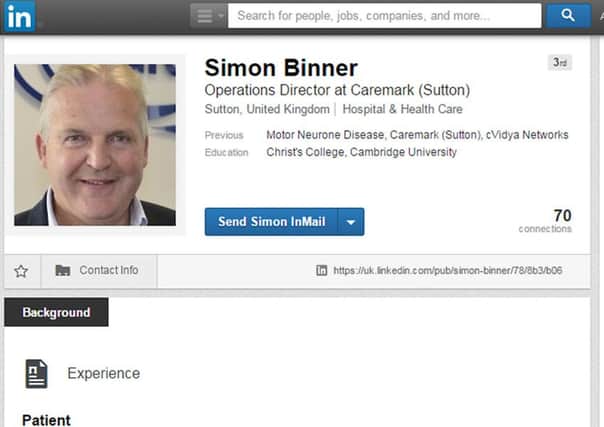 The terminally-ill businessman appears to have used his LinkedIn networking profile to announce the date of his death. Picture: LinkedIn/PA