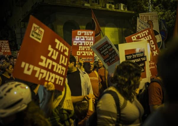 Around 2000 partisipants took part in an Arab-Israeli demostration for peace in the center of Jerusalem. Picture: Getty