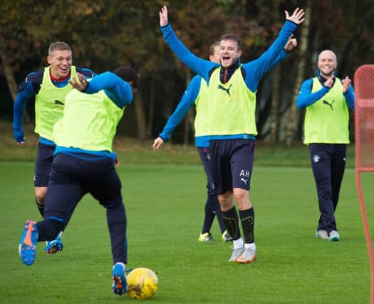 Midfielder Andy Halliday enjoys his training stint at Murray Park yesterday. Picture: SNS