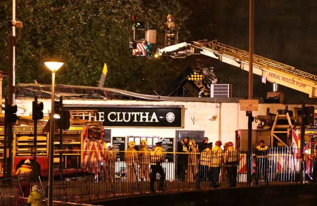 The scene of the Clutha helicopter crash. Picture: PA
