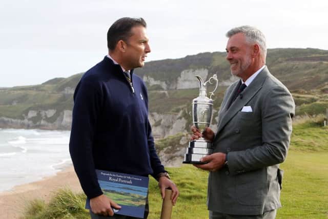 Turnberry course designer Martin Ebert with Darren Clarke at Royal Portrush.  Picture: PA Wire