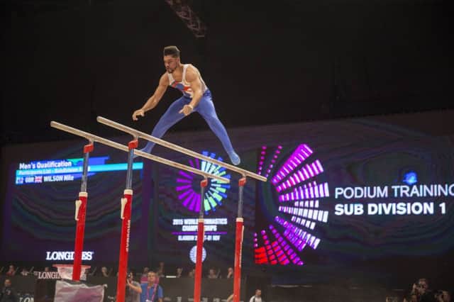 Louis Smith training at the SSE Hydro yesterday. Picture: Jeff Holmes