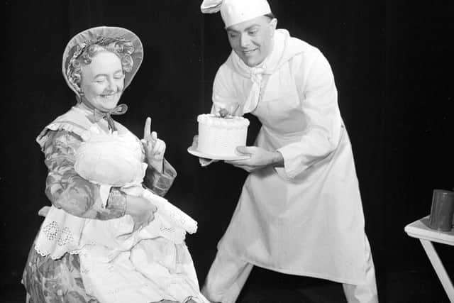 Bethe Wadell and Anthony Newman in a Childrens Theatre production of Pat-a-Cake Pat-a-Cake Bakers Man at the Citizens Theatre in 1957