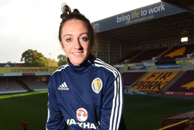 Scotland's Lisa Evans ahead of the qualifier against Belarus.  Picture: Craig Foy/SNS
