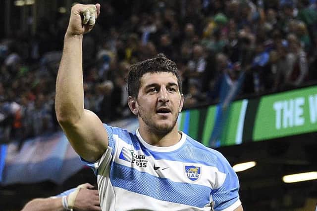 Argentina scrum-half Tomas Cubelli celebrates after his side's win over Ireland.Picture: AFP/Getty Images