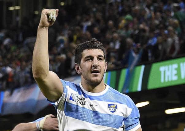 Argentina scrum-half Tomas Cubelli celebrates after his side's win over Ireland.Picture: AFP/Getty Images