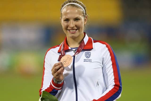 Sammi Kinghorn celebrating her bronze medal in the 200m. Picture: Getty Images