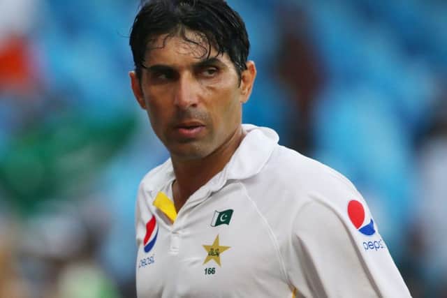 Pakistan's Misbah Ul Haq hit an unbeaten 102 against England in Dubai. Picture: AFP/Getty Images
