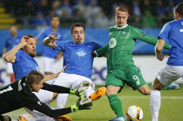 Leigh Griffiths has an early shot smothered on a miserable night for the Scottish champions. Picture: AFP/Getty