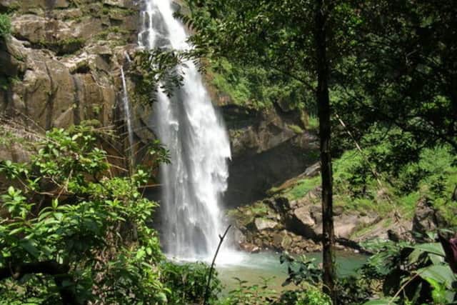 Aberdeen Falls in the heart of tea growing country in Sri Lanka, where many men from the north east made their home during the colonial years