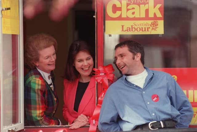 On the campaign trail for Labour with, far left, Helen Liddell, the former general secretary of the Scottish Labour Party, and candidate Lynda Clark in 1997. Picture: Ian rutherford