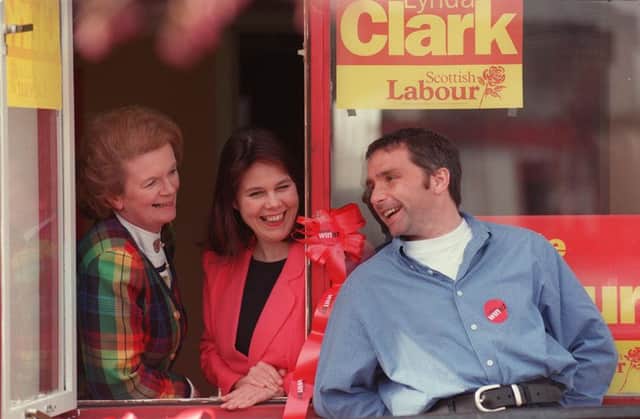 On the campaign trail for Labour with, far left, Helen Liddell, the former general secretary of the Scottish Labour Party, and candidate Lynda Clark in 1997. Picture: Ian rutherford