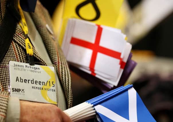 The flags were out at the SNPs conference in Aberdeen  and the partys scare tactics over Westminster show no signs of flagging. Picture: PA