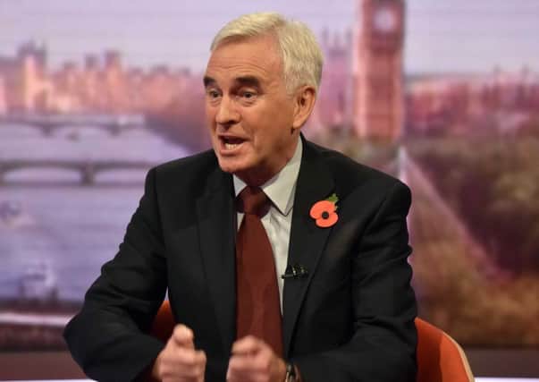 Shadow Chancellor John McDonnell appearing on the BBC One current affairs programme, The Andrew Marr Show. Picture: PA