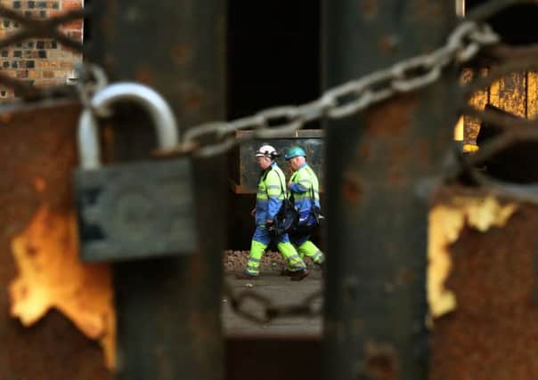 Steel workers at the Tata Steel plant in Motherwell . Picture: PA