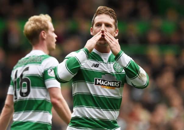 Kris Commons celebrates his goal against Dundee United. Picture: SNS