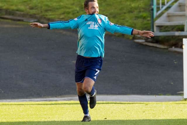 Dougie Imrie celebrates after netting the equaliser for Hamilton. Picture: SNS Group