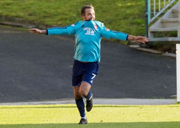 Dougie Imrie celebrates after netting the equaliser for Hamilton. Picture: SNS Group