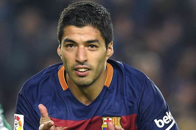 Luis Suarez celebrates a goal during Barcelona's Spanish league football match against SD Eibar. Picture: AFP/Getty Images
