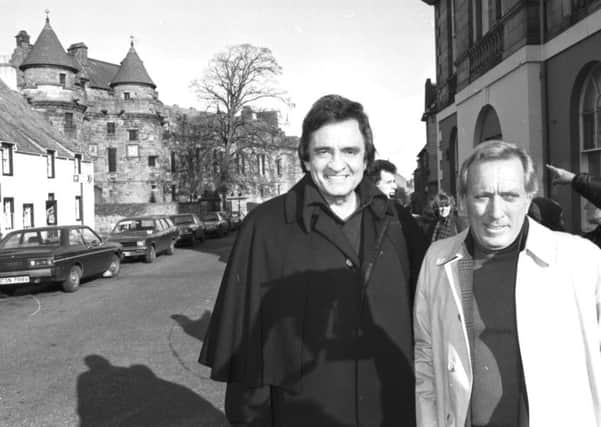 Johnny Cash and Andy Williams in Fife for a concert at Falkland Palace in October 1981. Picture: Stan Warburton