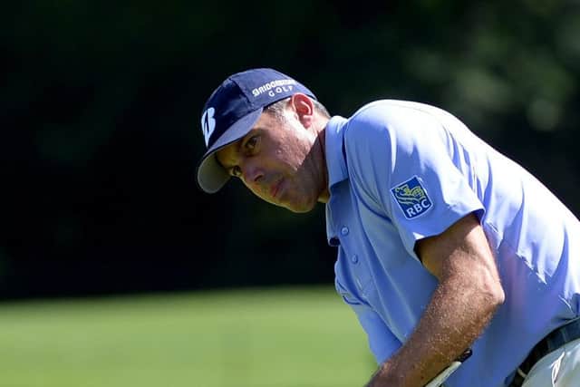 Matt Kuchars unorthodox action is allowed under the rules governing long putters. Picture: Getty