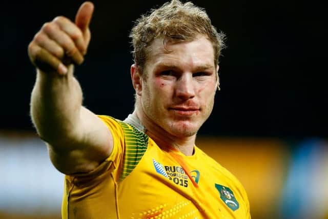 David Pocock celebrates after Australia's World Cup semi-final victory over Argentina. Picture: Getty Images
