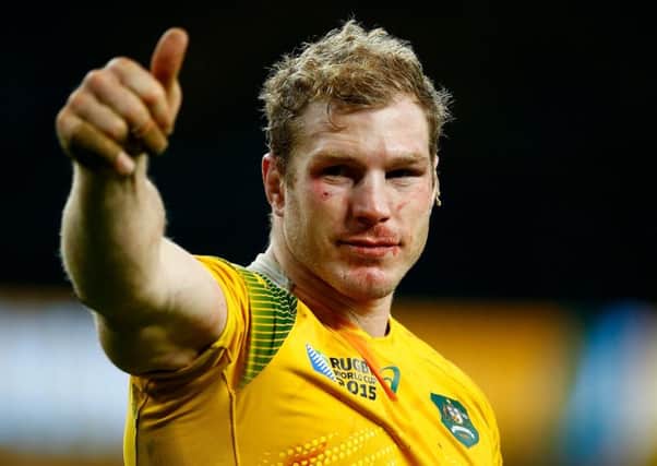 David Pocock celebrates after Australia's  World Cup semi-final victory over Argentina. Picture: Getty Images