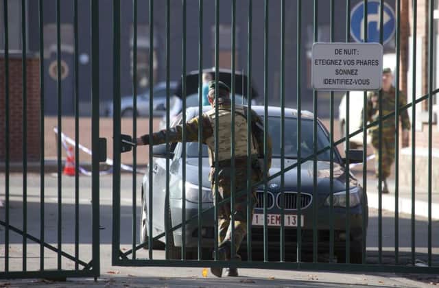 An attacker tried to crash a car through the gates of an army barracks. Picture: AP