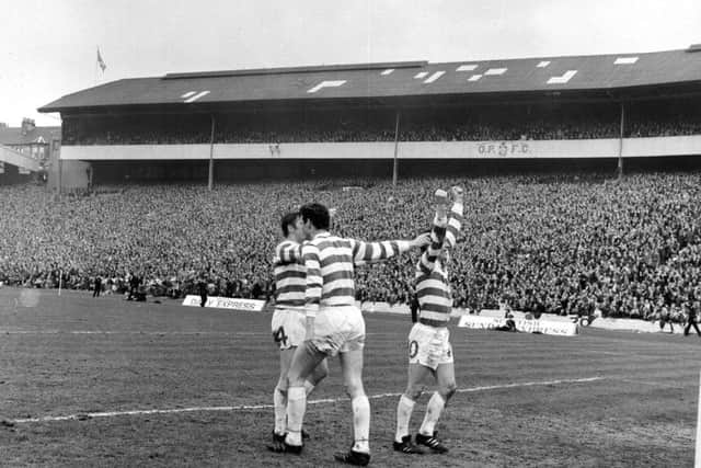 Celtic players celebrate during their 4-0 Scottish Cup final victory at Hampden Park in 1969 in front of a crowd of 133,000. Picture: TSPL