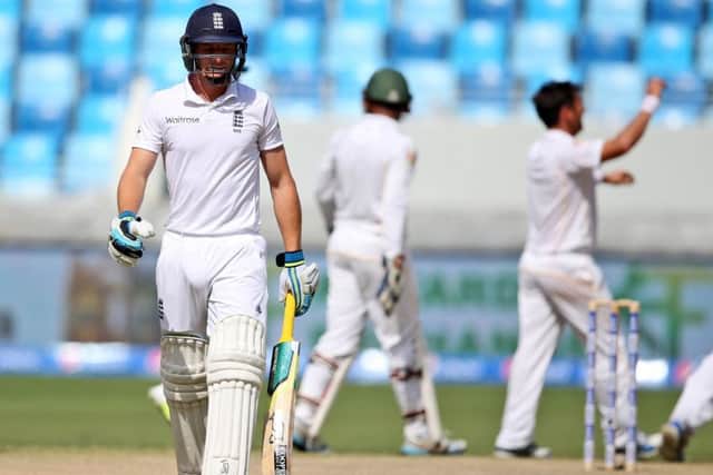 Englands Jos Buttler after being dismissed for just seven runs against Pakistan on Monday. Picture: PA