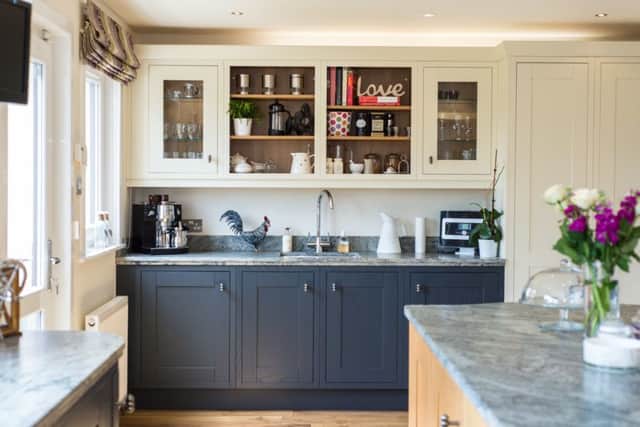 A details of the grey and cream kitchen