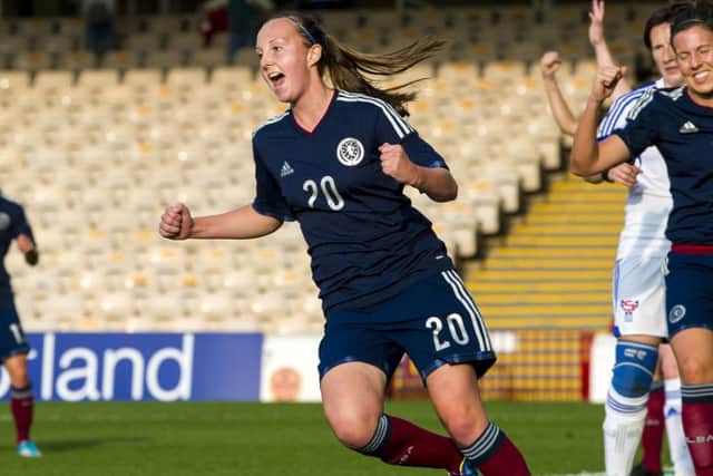 Caroline Weir notched Scotlands fourth goal in an emphatic win over their Macedonian hosts. Picture: SNS Group