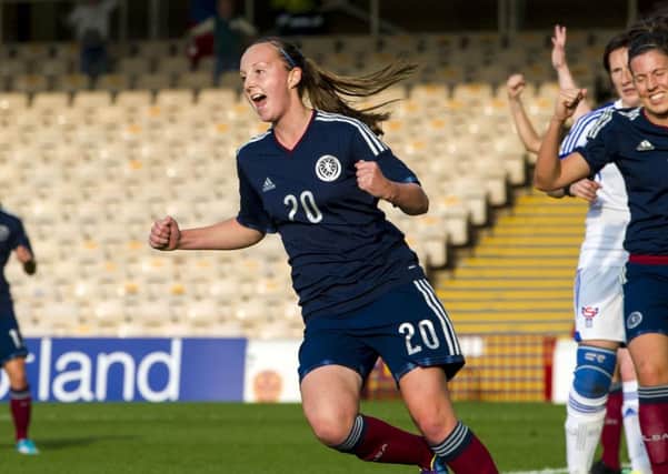 Caroline Weir notched Scotlands fourth goal in an emphatic win over their Macedonian hosts. Picture: SNS Group