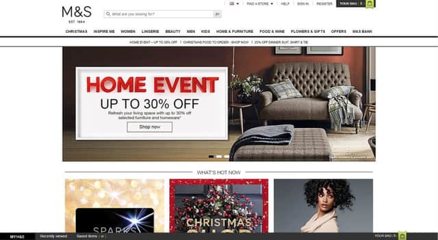 Screen grabbed image taken from the website of Marks & Spencer, which was suspended for two hours after customers were able to see other people's details when they logged in to their accounts. Picture: PA