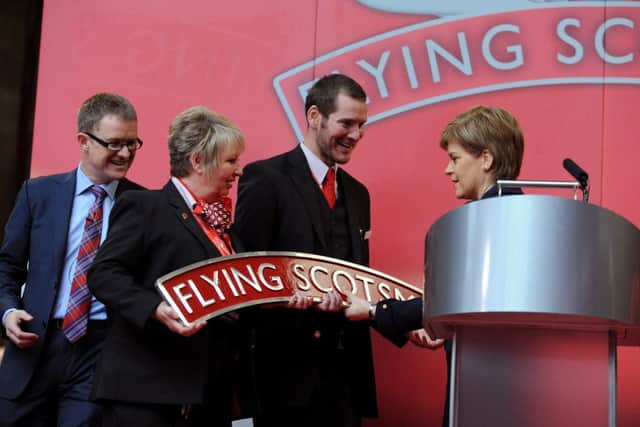 First Minister Nicola Sturgeon attends the official naming of Virgins new train Flying Scotsman . Picture: Lisa Ferguson