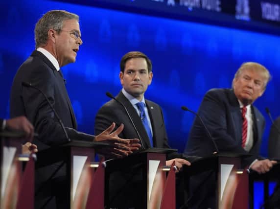 Florida governor Jeb Bush clashed with Floridan senator Marco Rubio, centre, while tycoon Donald Trump, left, was largely sidelined. Picture: AP