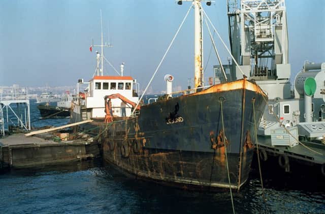 On this day in 1987 the IRA arms ship, the Eksund, was intercepted by French police en route from Libya, with 150-tonne cargo worth £3.7 million. Picture: AFP/Getty