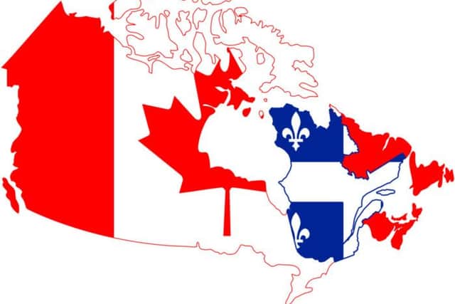 Flag map of Canada with independent Quebec