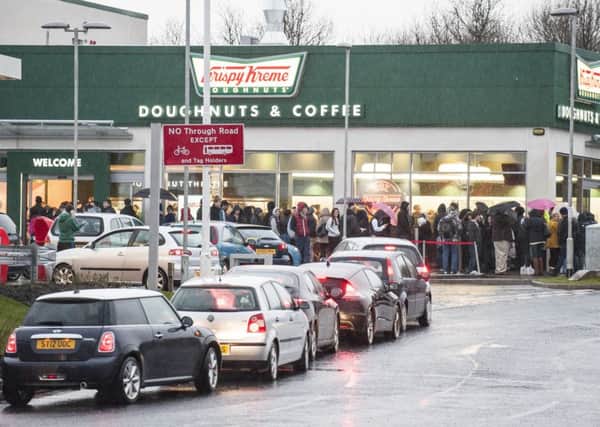 Traffic chaos on the first day of trading at Krispy Kreme in Edinburgh.