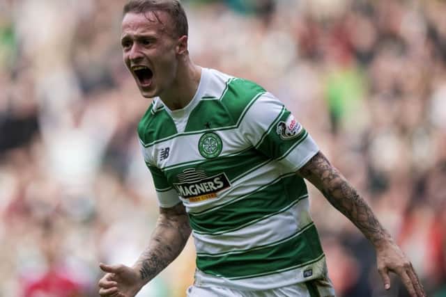Celtic's Leigh Griffiths celebrates scoring his side's opening goal. picture: PA