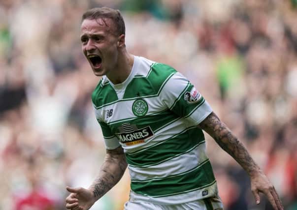 Celtic's Leigh Griffiths celebrates scoring his side's opening goal. picture: PA