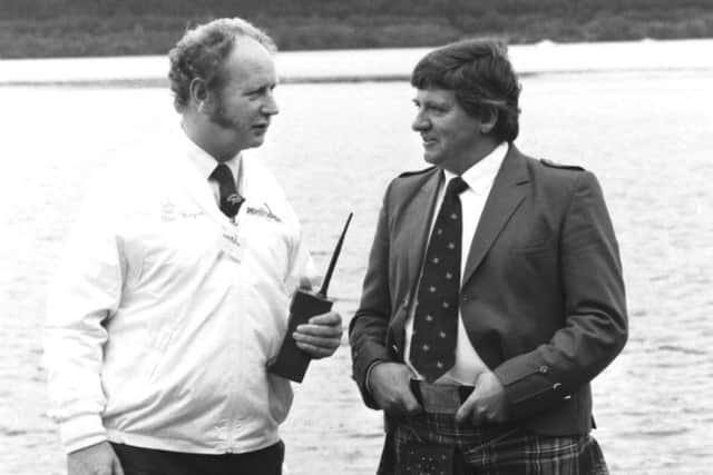 Jim Hogan (left) supplied 24 boats equipped with sonar which spread across Loch Ness for 'Operation Deep Scan', an attempt to find the Loch Ness Monster in October 1987.