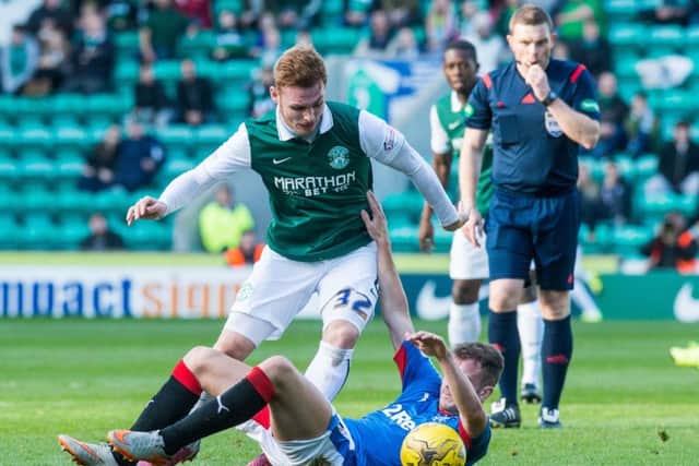 Hibs came out on top in the big match in the Ladbrokes Championship. Picture: Ian Georgeson