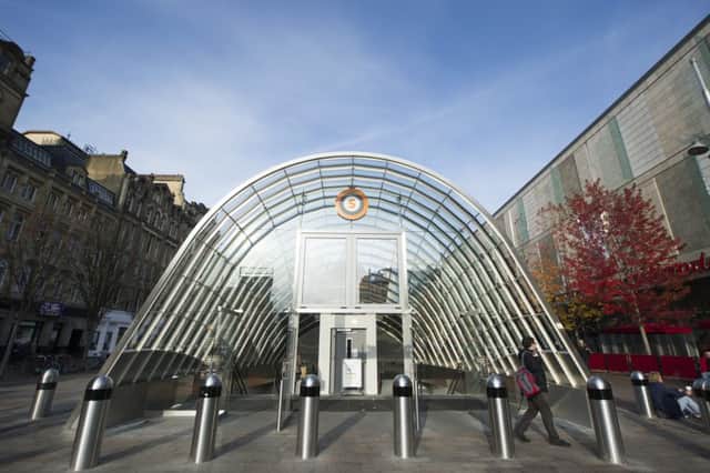 The new entrance to St Enoch subway station in Glasgow. Picture: John Devlin
