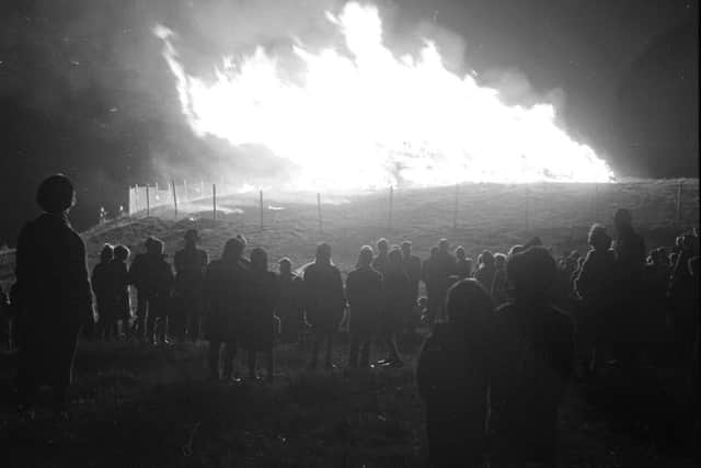 Bonfire at Calton Hill to celebrate the birth of new Prince - Section of crowd on Calton Hill who found vantage points around Edinburgh
